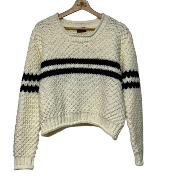 POL Sweaters - POL Anthropologie Chunky Knit Cream/Black Sweater